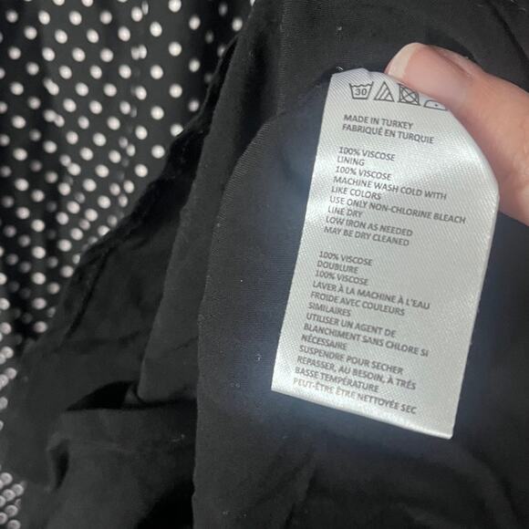 Free People Pretty Daze Midi Skirt Black White Polka Dot Flutter Hem Size M - Picture 3 of 6